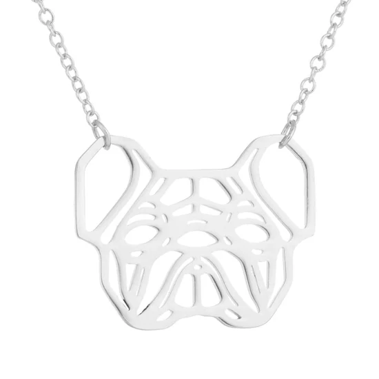 Geometrikus Francia Bulldog Nyaklánc, ezüst
