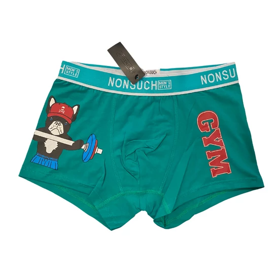 Francia bulldog mintás felnőtt alsónadrág - Zöld, M