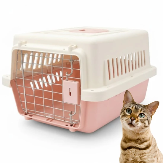 Kisállatszállító box kutyáknak és macskáknak, 48×32×30 cm, rózsaszín
