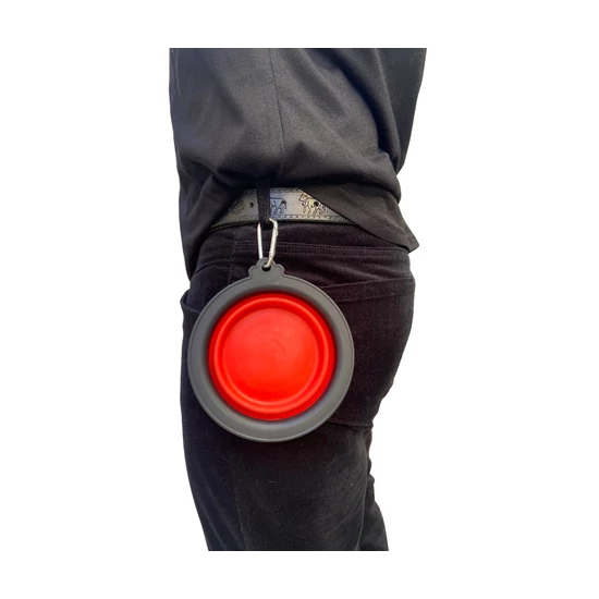 Hordozható, összecsukható kisállat tál utazáshoz, piros