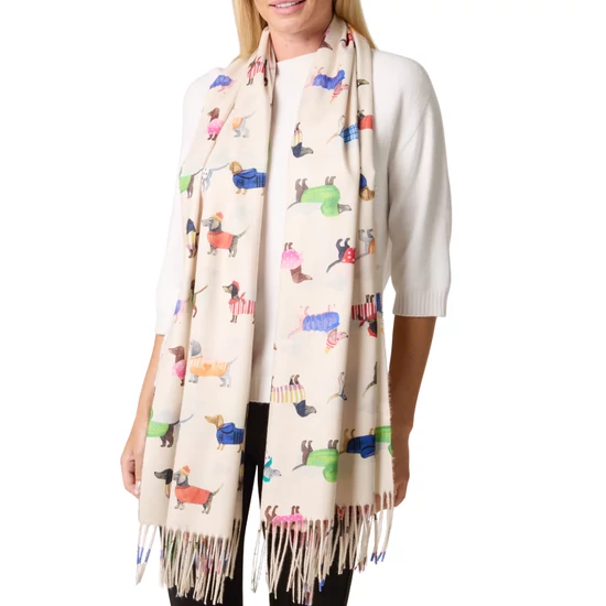 Prémium tacskó mintás sál fehér színben