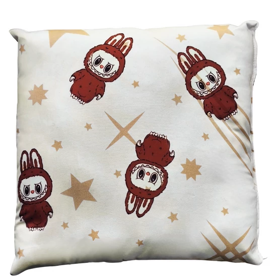 Labubu díszpárna, barna, 28 x 28 cm