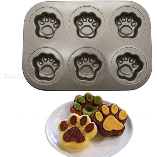 Mancs alakú fém sütőforma, 6 darabos