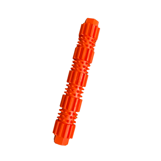 Természetes gumibot fogtisztító kutyajáték, 22 cm, narancssárga