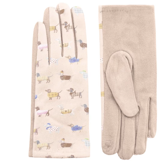 Tacskó mintás téli kesztyű, Bézs