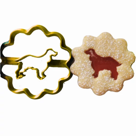 Spániel mintás linzer kiszúró szett, arany színben