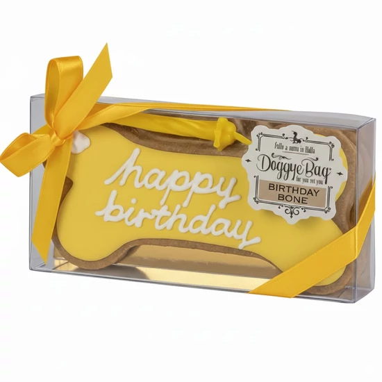 DoggyeBag kézműves születésnapi kutyakeksz, sárga
