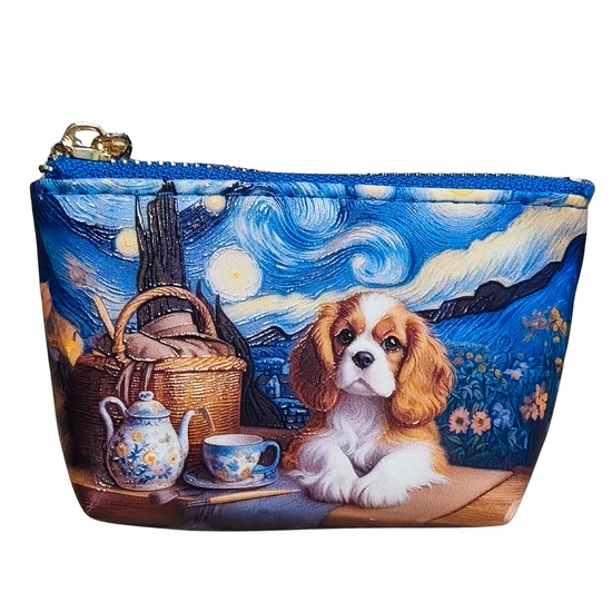 Van Gogh stílusú spániel mintás mini neszesszer