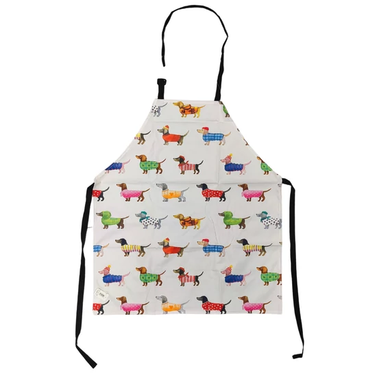 Tacskó mintás fehér kötény főzéshez és sütéshez