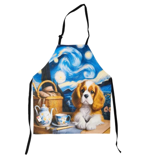 Van Gogh stílusú spániel mintás kötény főzéshez és sütéshez 