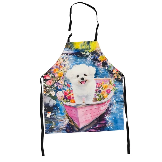 Virágos bichon mintás kötény főzéshez és sütéshez