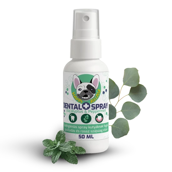 Happy Bulldog DENTAL SPRAY fogkő, gyulladás és rossz szájszag ellen, 50 ml