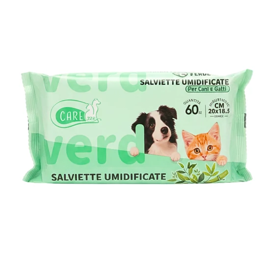 Carezze bambusz és zöld tea illatú nedves törlőkendő kisállatoknak – 60 db