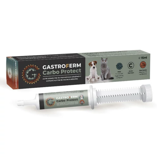 Gastroferm Pet Protect – Hasmenés esetén aktívszenes bélflóra-támogató paszta kistestű kutyáknak és macskáknak