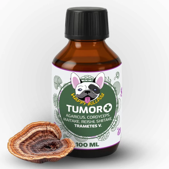 Happy Bulldog TUMOR + Lepketaplóval  Immunerősítő Gyógygombakivonat daganatos kutyáknak, 100 ml