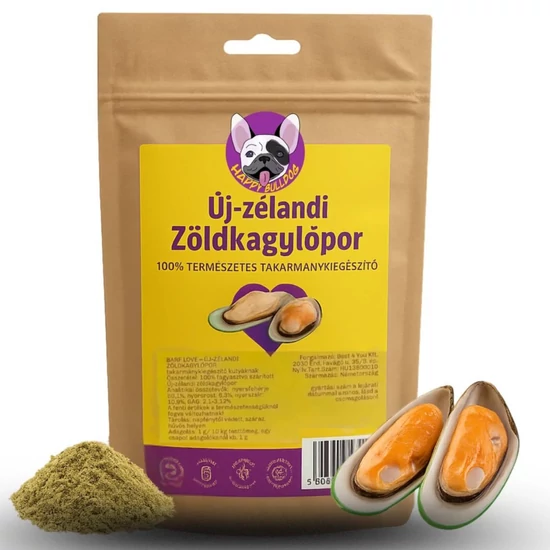 100% Zöldkagylópor kutyáknak 250 g, HAPPY BULLDOG