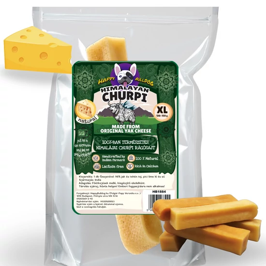 100%-ban Természetes Himalájai Churpi rágósajt, HAPPY BULLDOG, XL-es