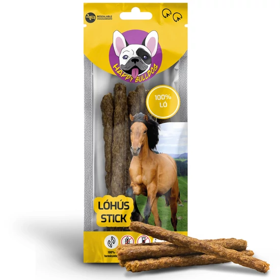 100% Természetes Lóhús stick 50 g, HAPPY BULLDOG