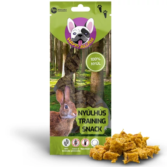 100% Természetes nyúlhús training snack, 60 g, HAPPY BULLDOG