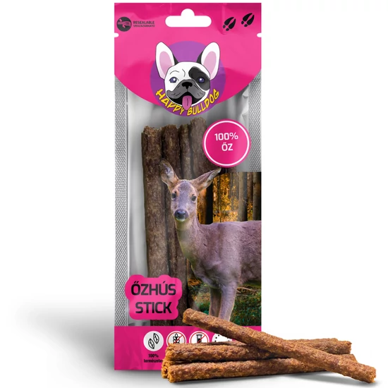 100% Természetes Őzhús stick 50 g, HAPPY BULLDOG