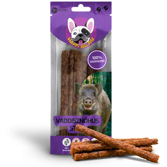 100% Természetes Vaddisznóhús stick 50 g, HAPPY BULLDOG