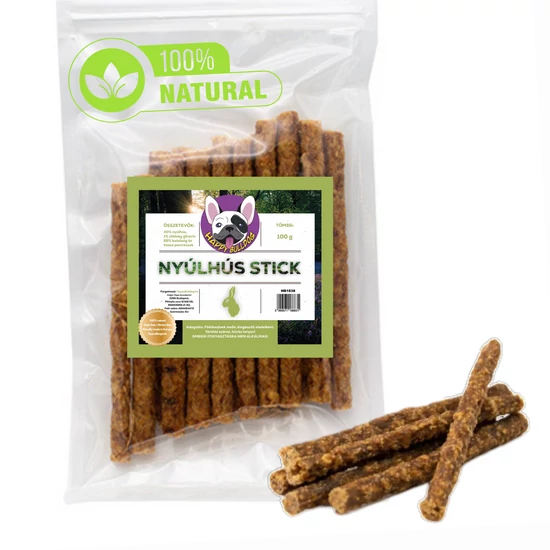 100% Természetes nyúlhús stick, 1 kg, HAPPY BULLDOG