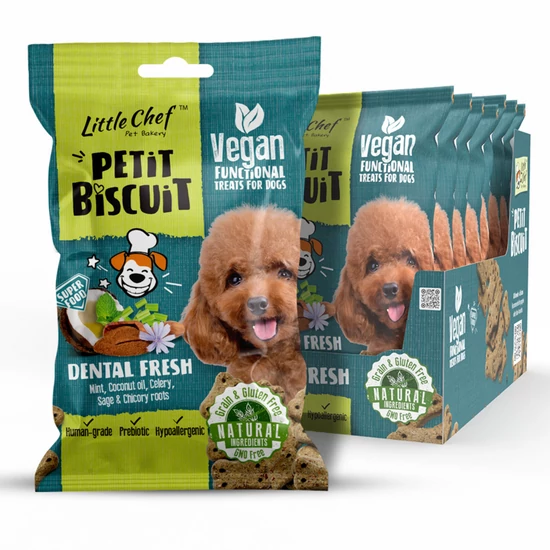 Little Chef fogápoló és leheletfrissítő funkcionális vegán kutyasnack – gabonamentes, 100 g