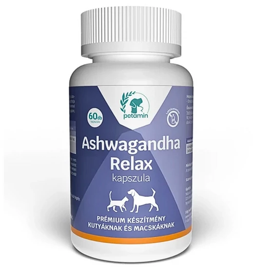 Ashwagandha Relax kapszula stressz és szorongás ellen kutyáknak és macskáknak, 60 db kapszula - PETAMIN
