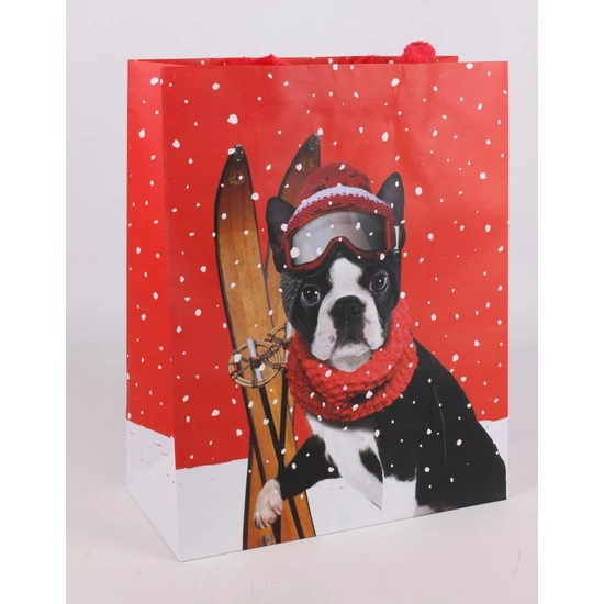 Fényes, bulldog mintás papírtasak