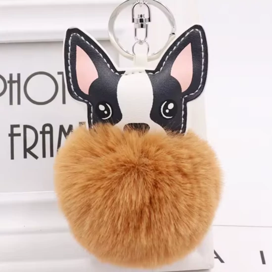 Barna pompom kulcstartó