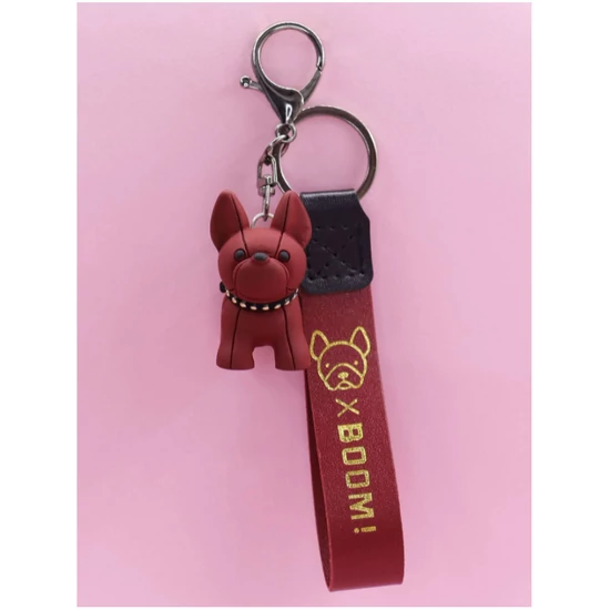 Piros francia bulldog kulcstartó