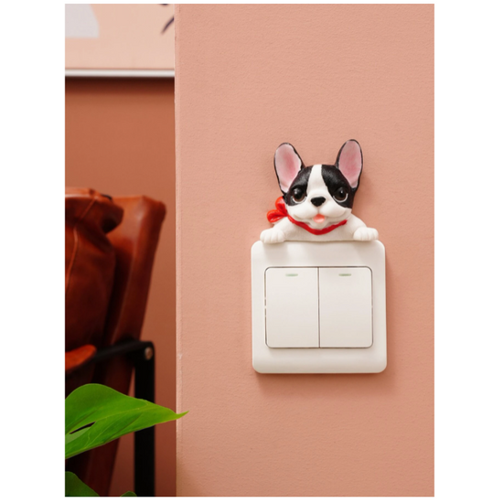 Francia bulldog mintás fali dísz, fekete-fehér, önragasztós