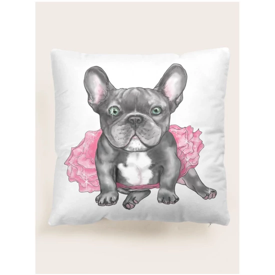 Tündéri francia bulldog párna, 45 x 45 cm