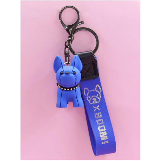 Kék francia bulldog kulcstartó