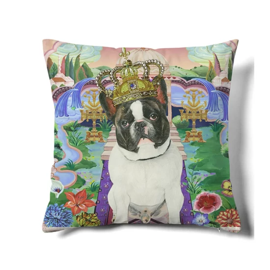 Királyi francia bulldog párna, 45 x 45 cm