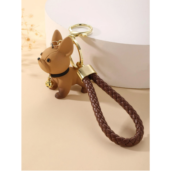 Barna francia bulldog kulcstartó, prémium