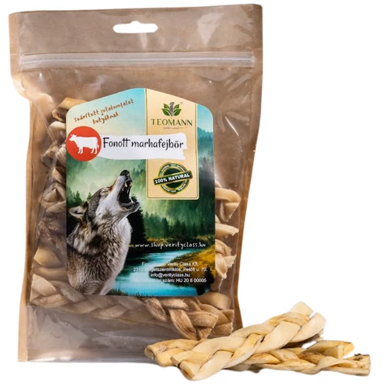 Teomann szárított fonott marhafejbőr,15cm - 5 db