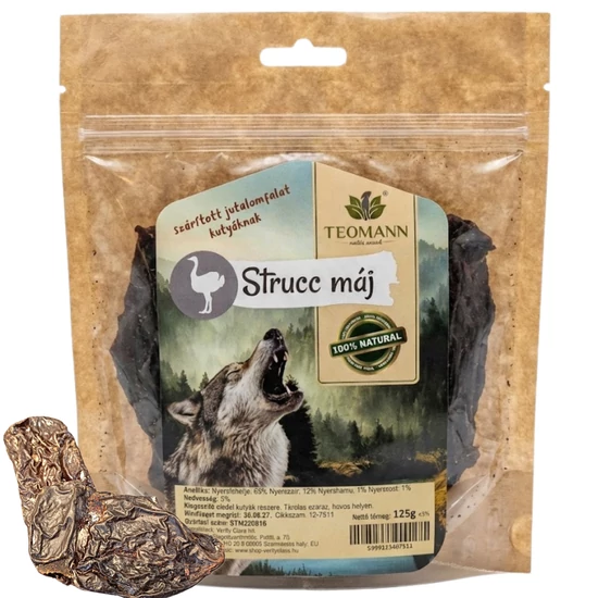 Teomann Szárított Strucc Máj, 125 g