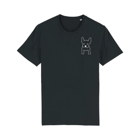 Minimalista kétoldalú francia bulldog póló, vegán 100% pamut -- férfi, XL-es