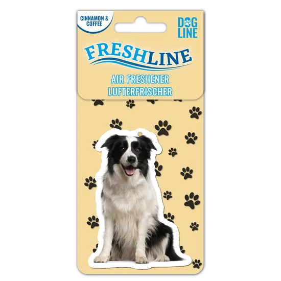 Border collie kutyás autóillatosító, fahéjas kávé illattal
