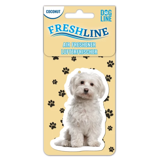 Máltai selyemkutya kutyás autóillatosító, kókusz illattal