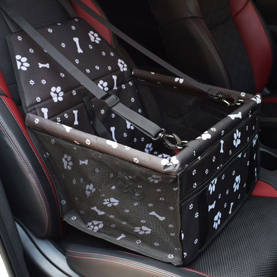 EXTRA Összecsukható biztonsági kutyaülés autóba, kisállat hordozó, fekete mintás