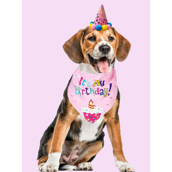 Kutya Születésnapi kendő, lányos (rózsaszín)