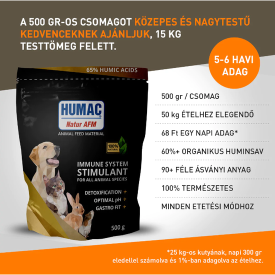 Humac Natur AFM 500g immunerősítő táplálékkiegészítő huminsavval, allergia ellen