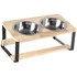 Magasított Kisállat Tál - Döntött Bambusz Állvánnyal és Rozsdamentes Acél Tálakkal