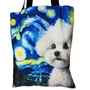 Kép 1/3 - Van Gogh stílusú bichon mintás nagy vászontáska