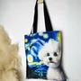 Kép 2/3 - Van Gogh stílusú bichon mintás nagy vászontáska