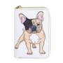 Kép 1/3 - Francia bulldog mintás pénztárca, barna-fehér, kicsi