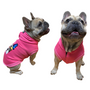 Kép 1/4 - Francia bulldog mintás kapucnis kutyapulcsi, rózsaszín, M-es