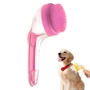 Kép 1/6 - 2 az 1-ben fürdető és masszírozó szilikonkefe samponadagolóval kutyáknak és macskáknak, rózsaszín